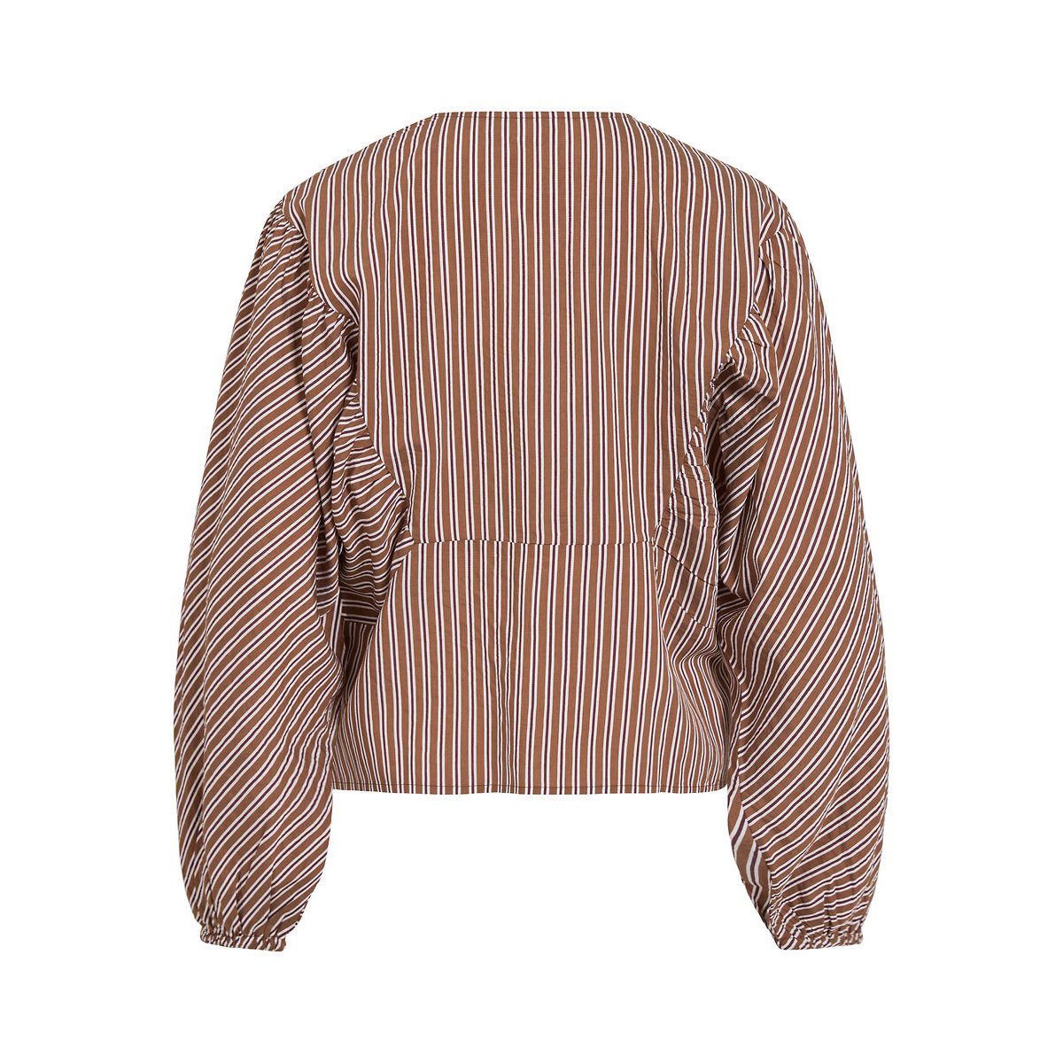 Gestreifte Bluse mit Rundhalsausschnitt rayé marron/blanc, VILA