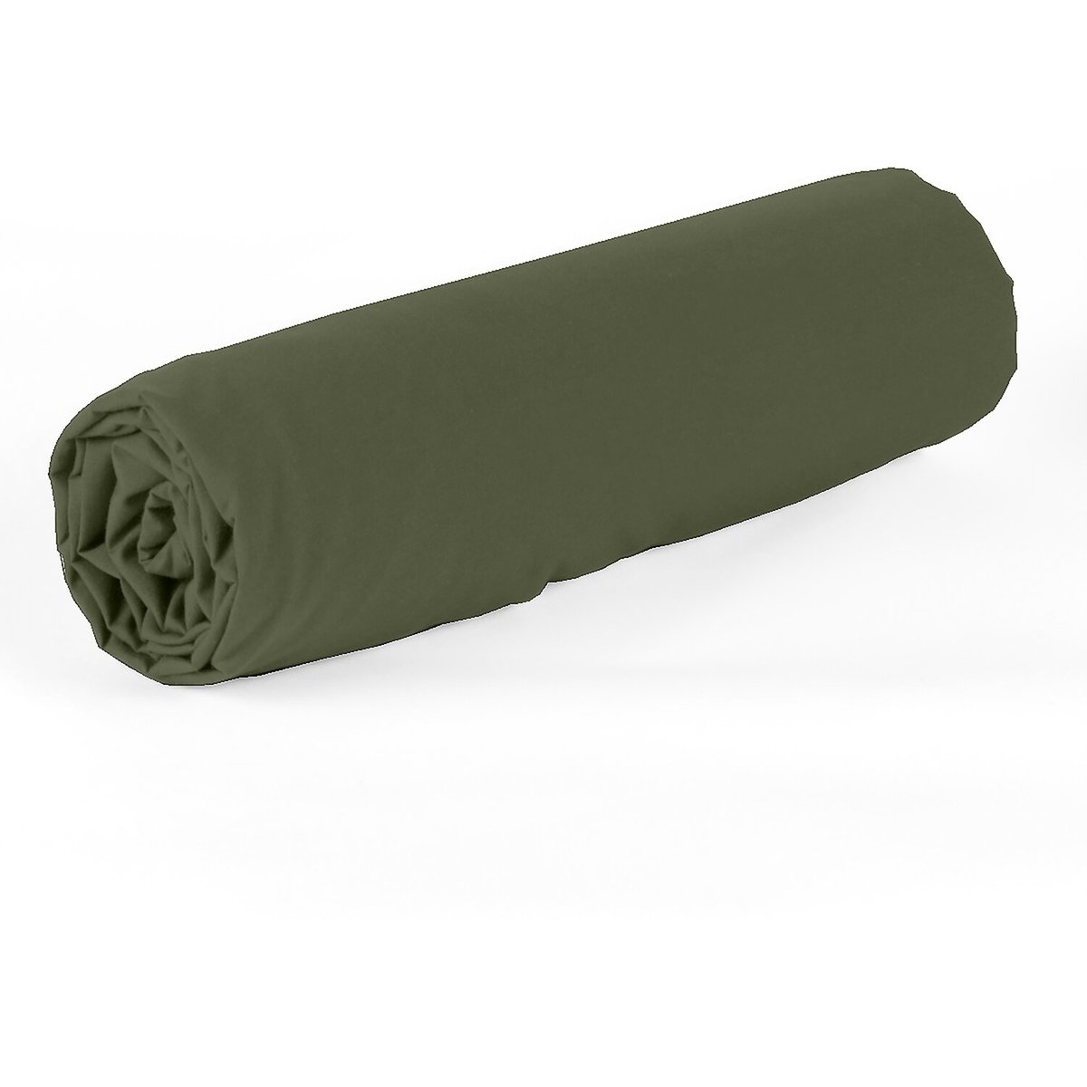 Drap housse en percale de coton bonnet 30cm uni, MURA kaki, C DESIGN HOME TEXTILE