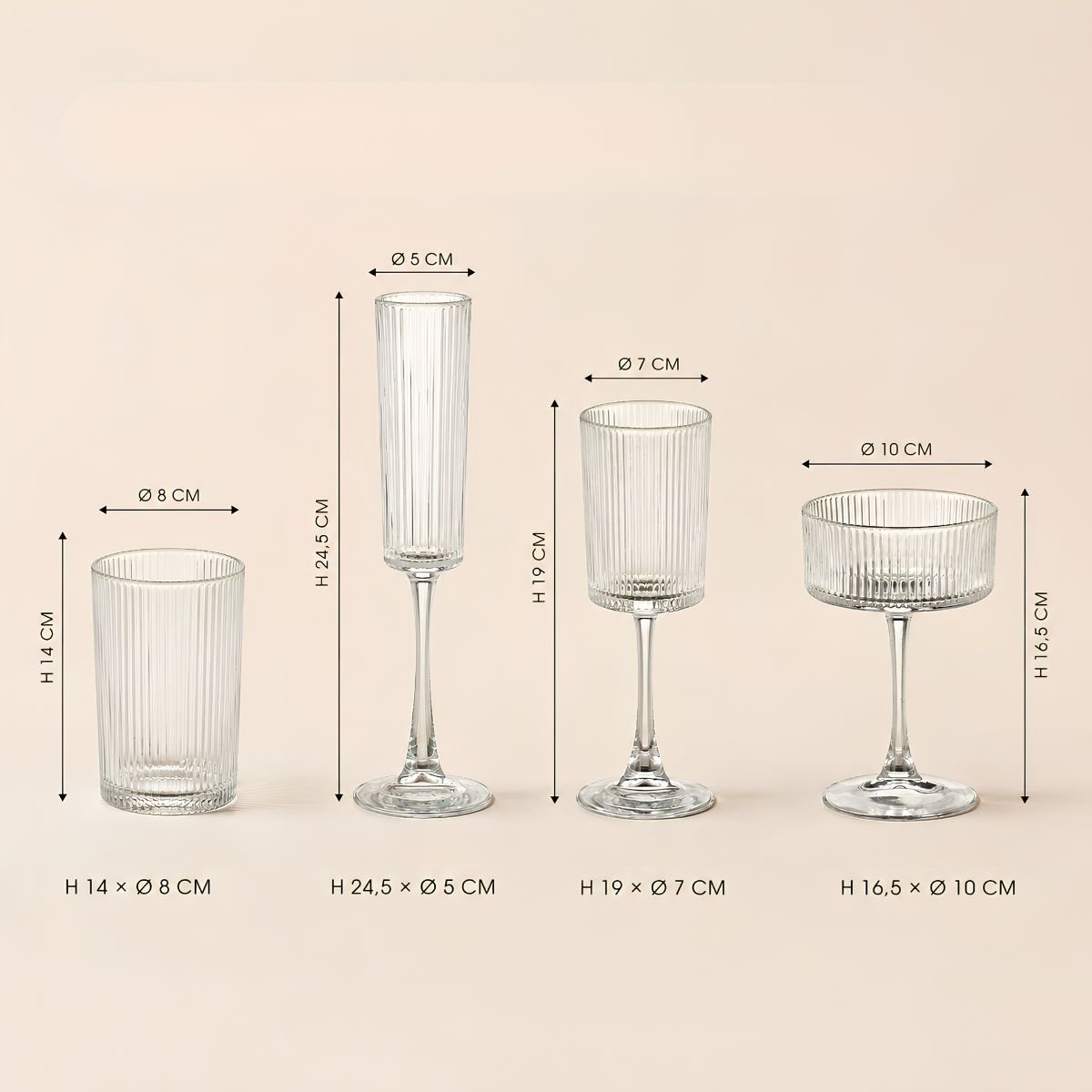 Verre à boire long GRIGIO transparent, MICA DECORATIONS