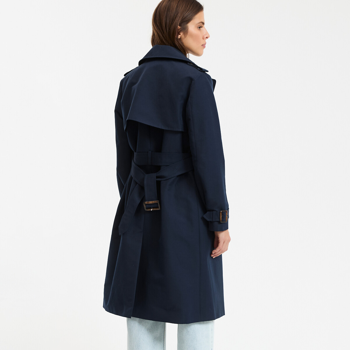 Double-Breasted Trench Coat navy blue, LA REDOUTE COLLECTIONS