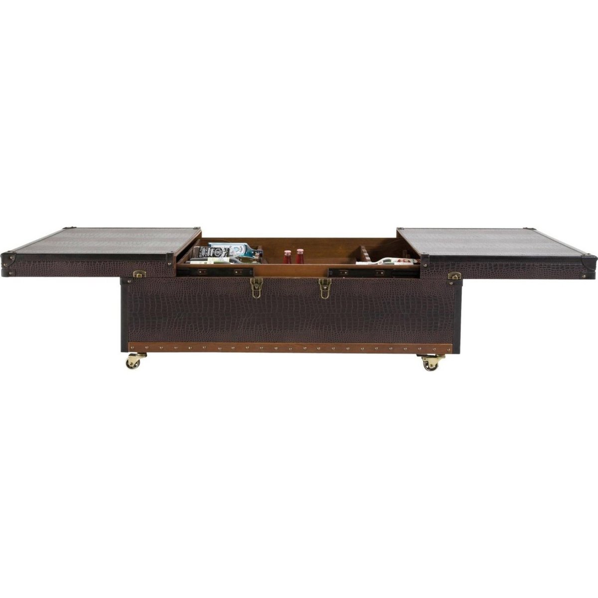 Table basse bar en simili croco, GLOBETROTTER marron, KARE DESIGN