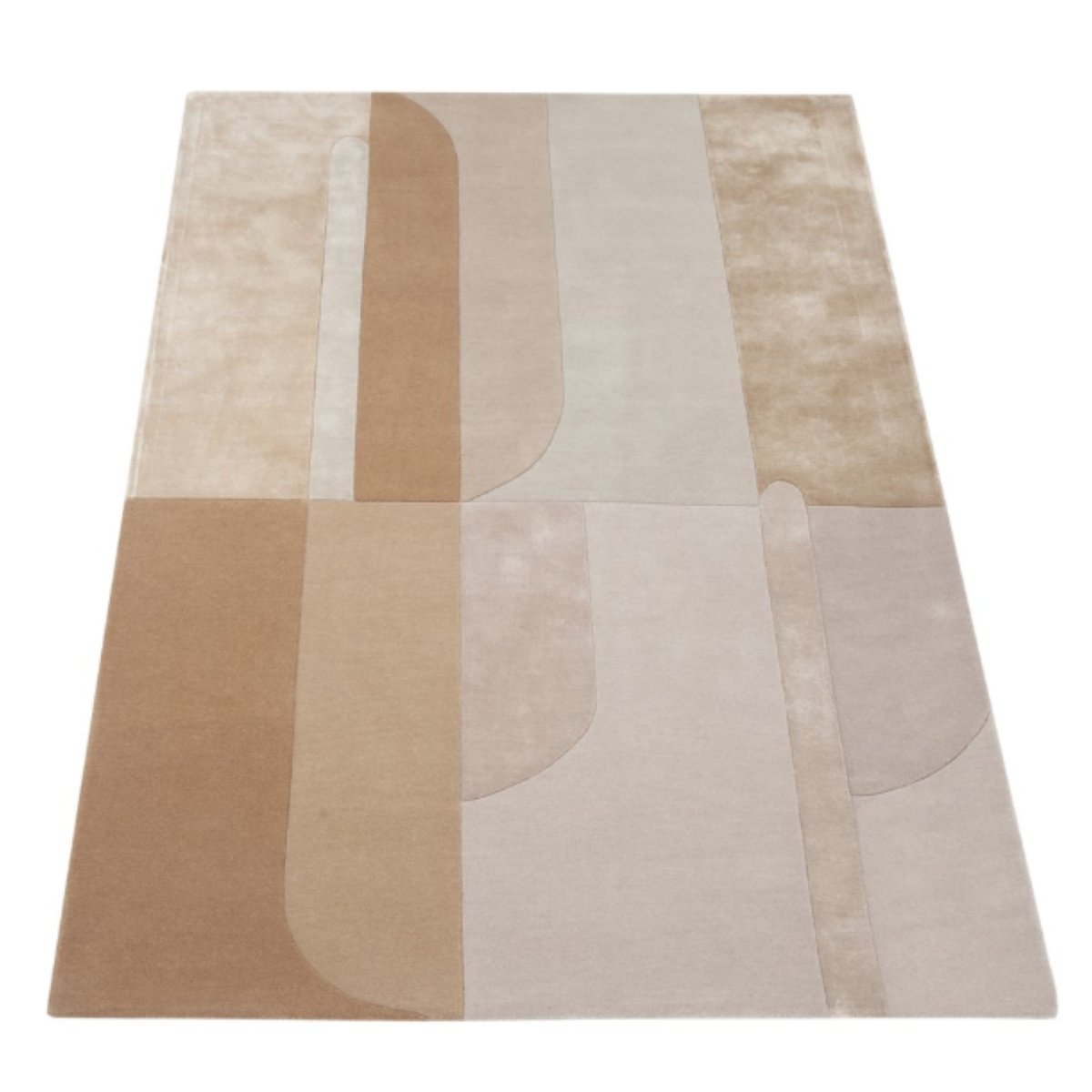 Tapis moderne tufté main laine et viscose RICHMOND beige, NOVATREND