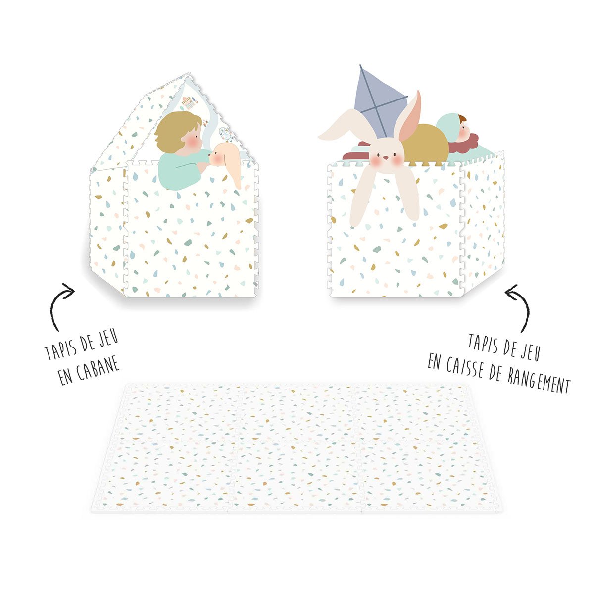 play&go - tapis puzzel, boîte de rangement & mini maison - village multicolor, PLAY ET GO