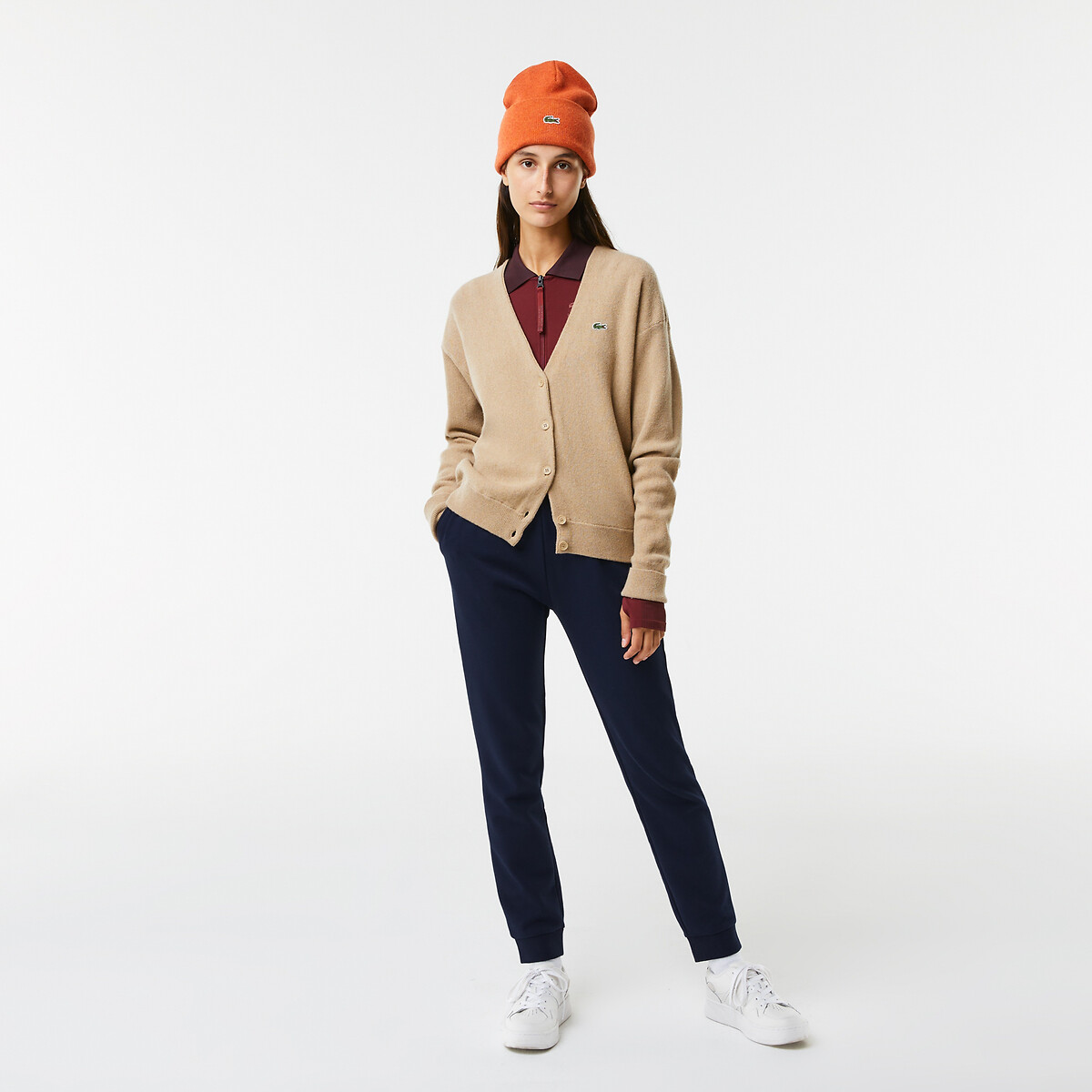 Pantalon de survêtement en molleton bleu marine, LACOSTE