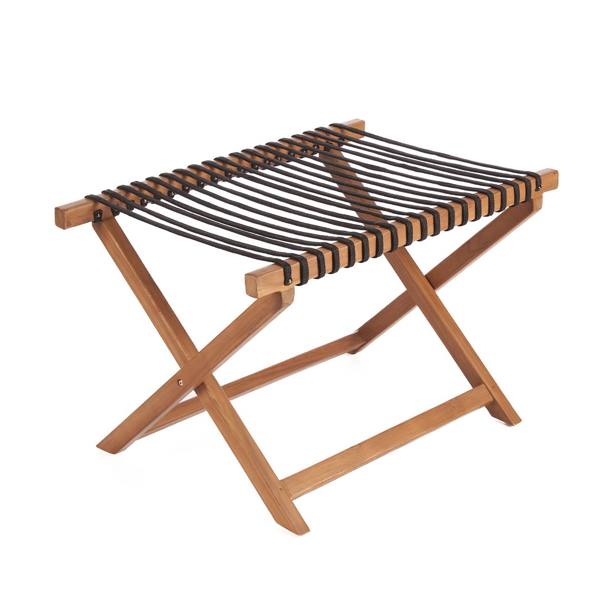 Porte-bagages en teck et tissu LUGGAGE RACK beige, BAZAR BIZAR