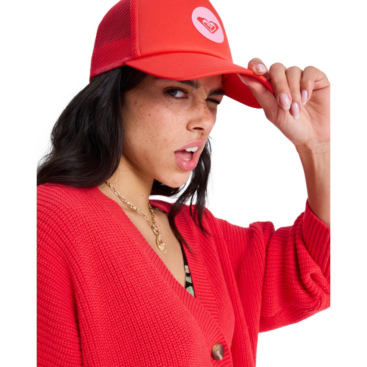 Casquette trucker BRIGHTER DAY. rouge hibiscus, ROXY
