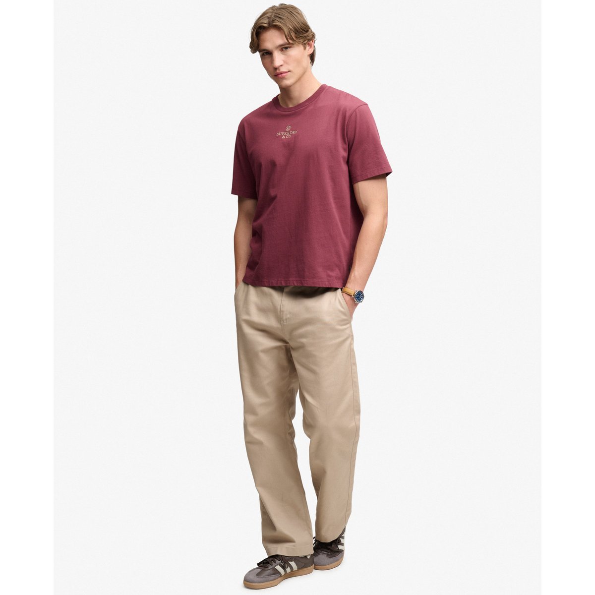 T-shirt Micro Logo rouge porto tawny, SUPERDRY