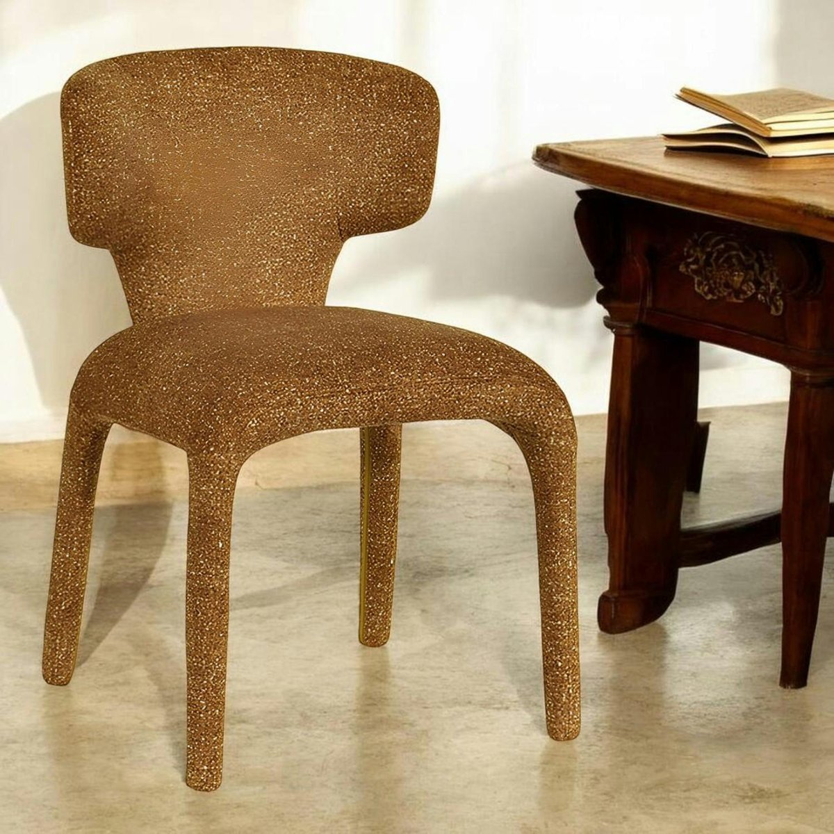 Chaise design en tissu (lot de 2) TULSA moutarde, PIER IMPORT