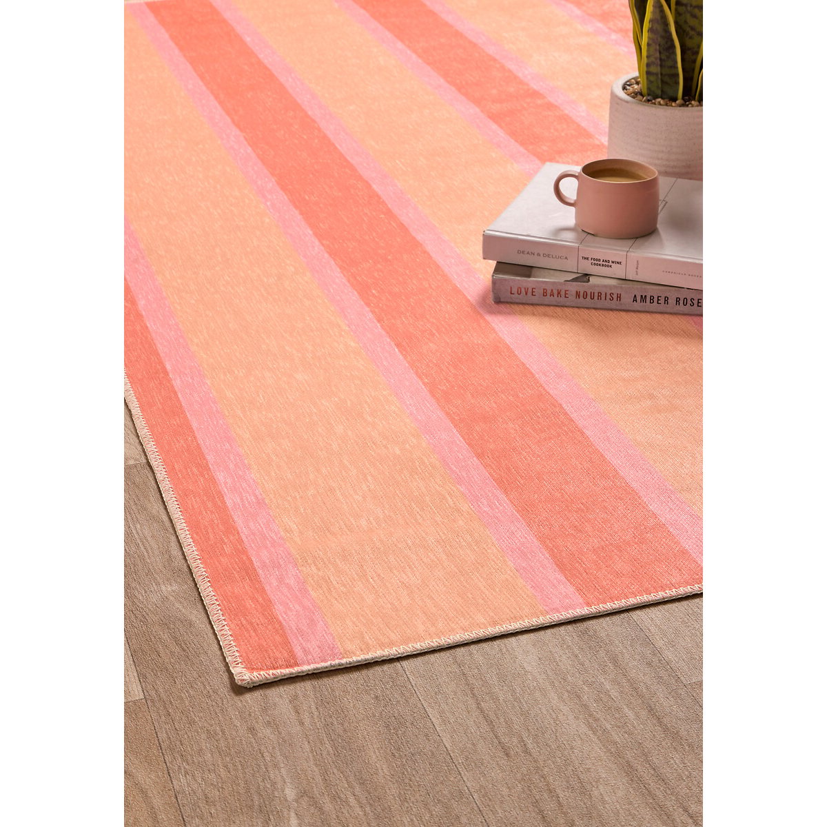 Sorbet Stripe Washable Rug pink, SO'HOME