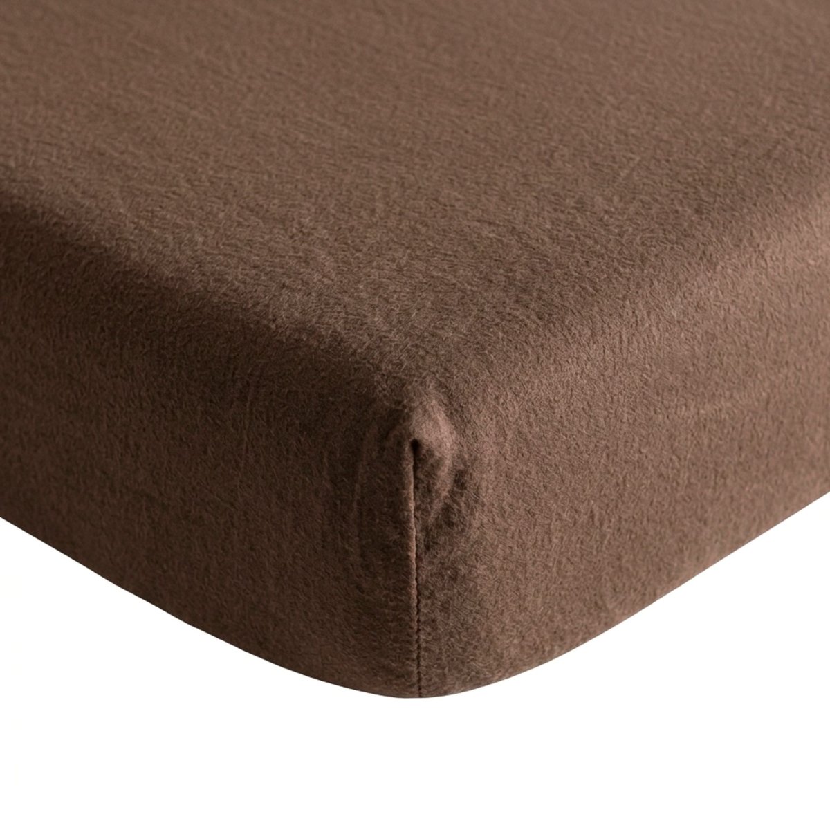 Drap housse flanelle bonnet 30 marron, TERRE DE NUIT