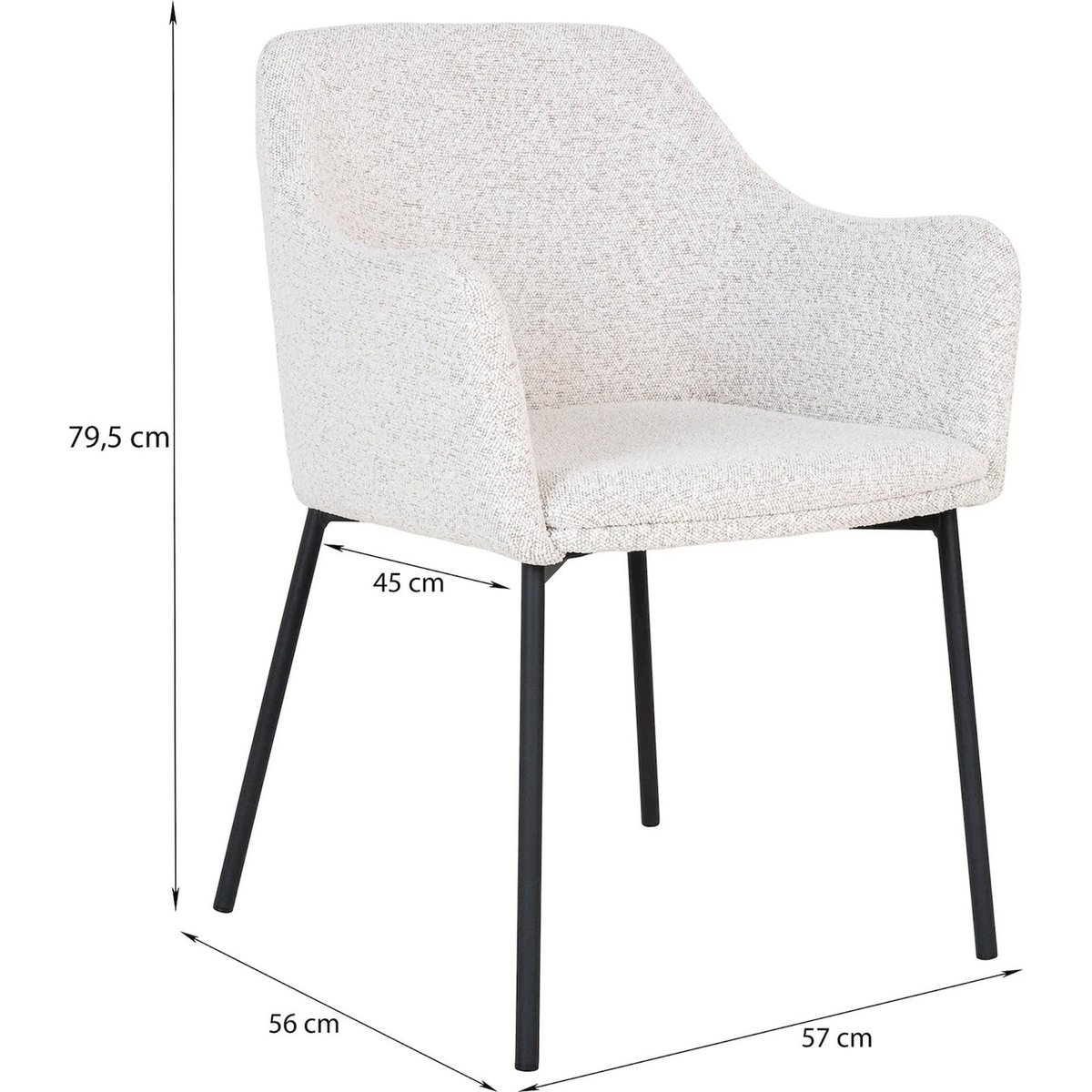 Chaise bouclette avec accoudoirs CAPRELLY blanc bouclette et noir, RECOLLECTION
