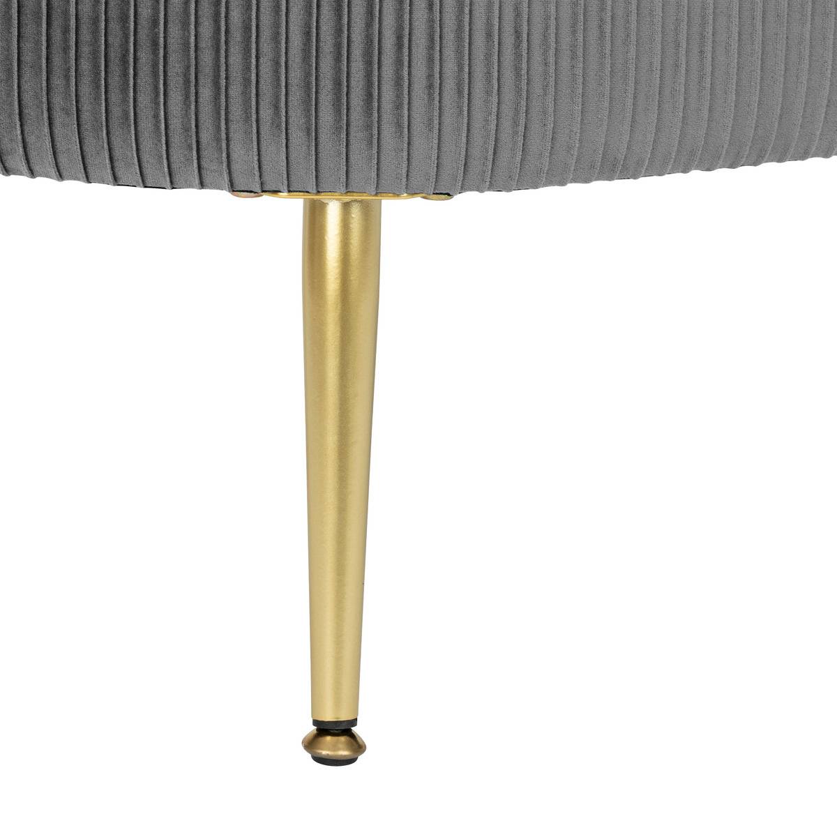 Banc coffre de rangement en velours SOLARO gris, ATMOSPHERA