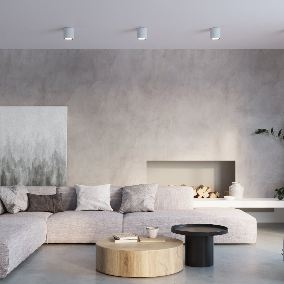 Plafonnier Béton Gris GU10 1 Cullo gris, EDEN