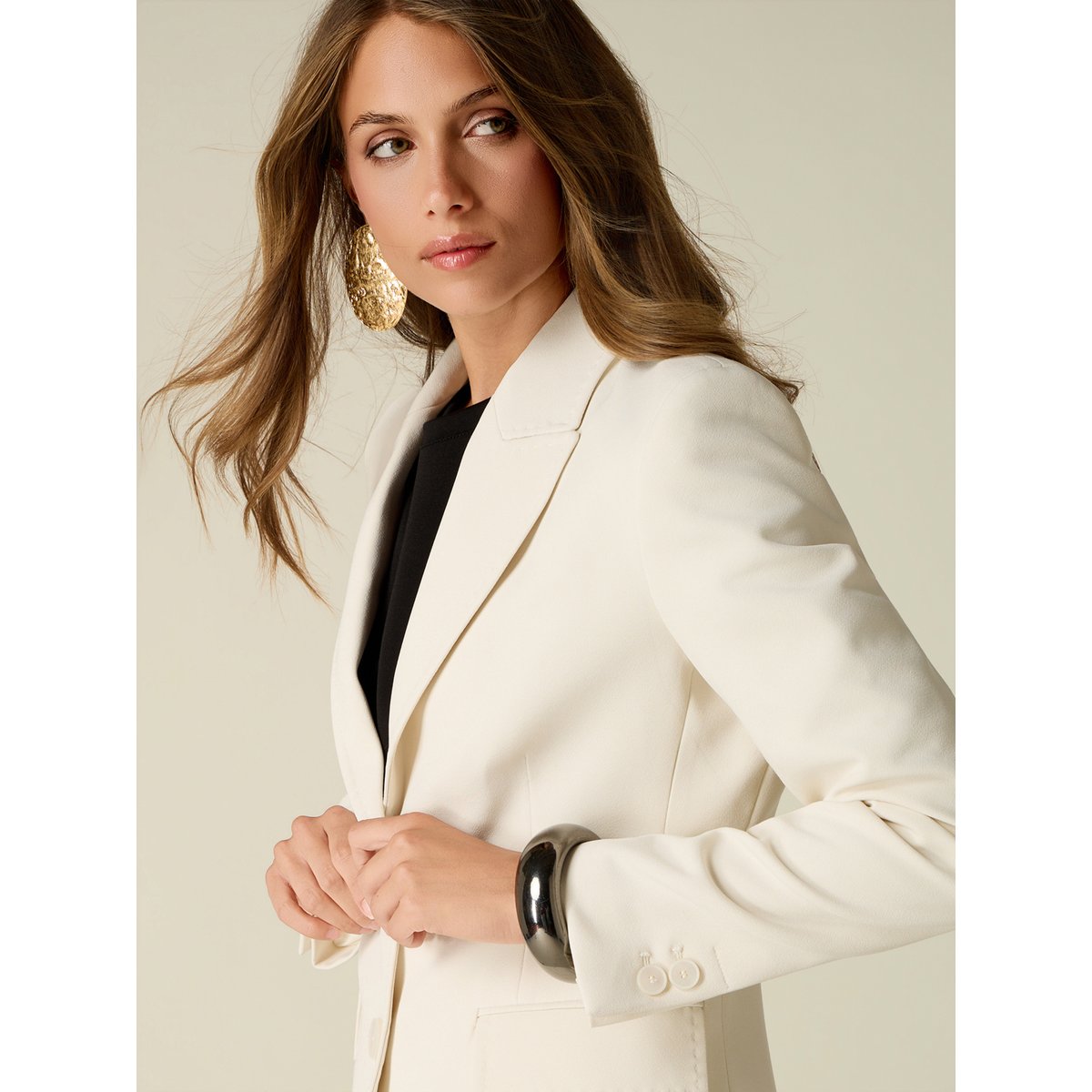 Blazer avec surpiqûres tailleur blanc, OLTRE