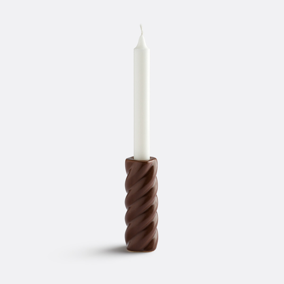Gedraaide keramische kandelaar H12,5 cm Vavy kastanje, LA REDOUTE INTERIEURS
