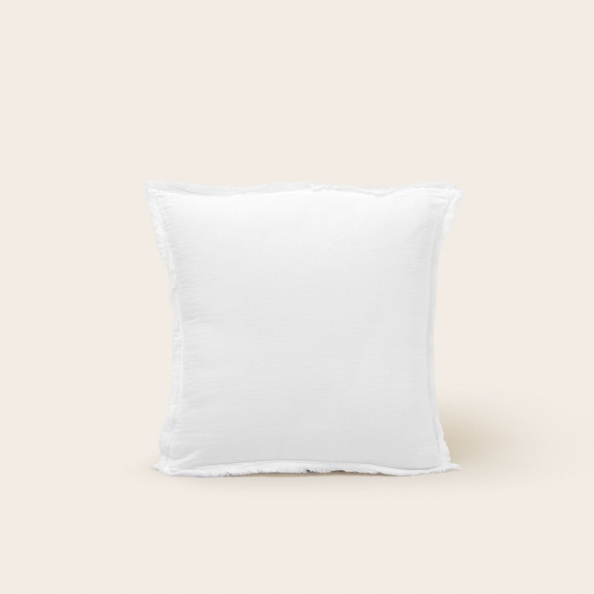 Lot De 2 Taies D'Oreiller en Gaze de coton lavé finition frangée, 30x40 cm LOU blanc coton, MADURA