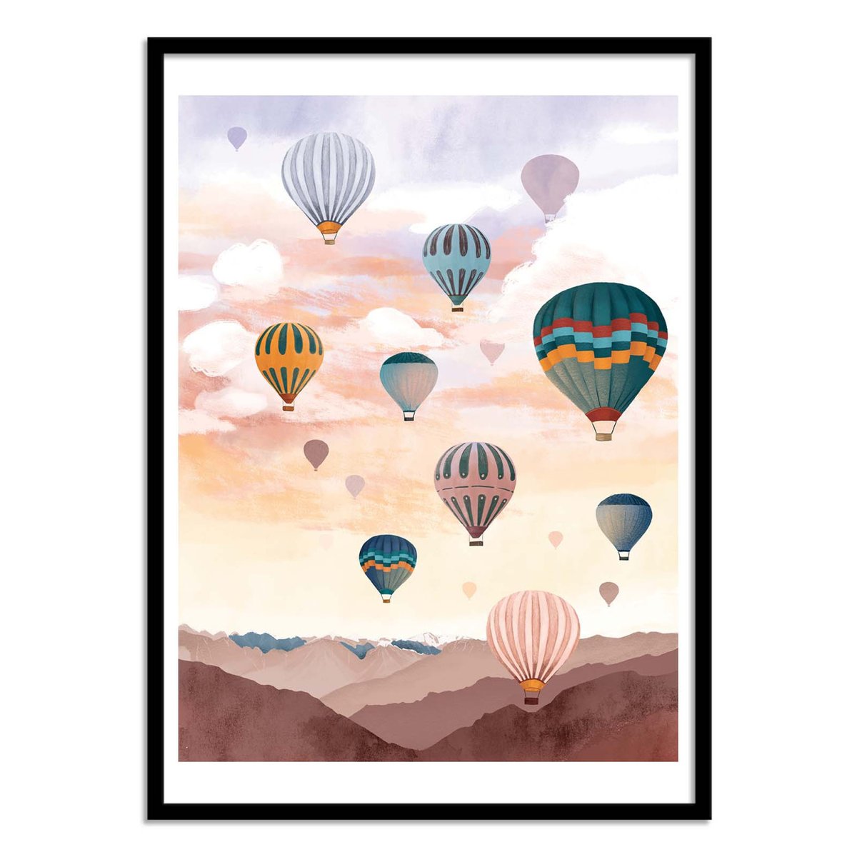 Affiche d'art - Airballoon Sky - Goed Blauw violet, WALL EDITIONS