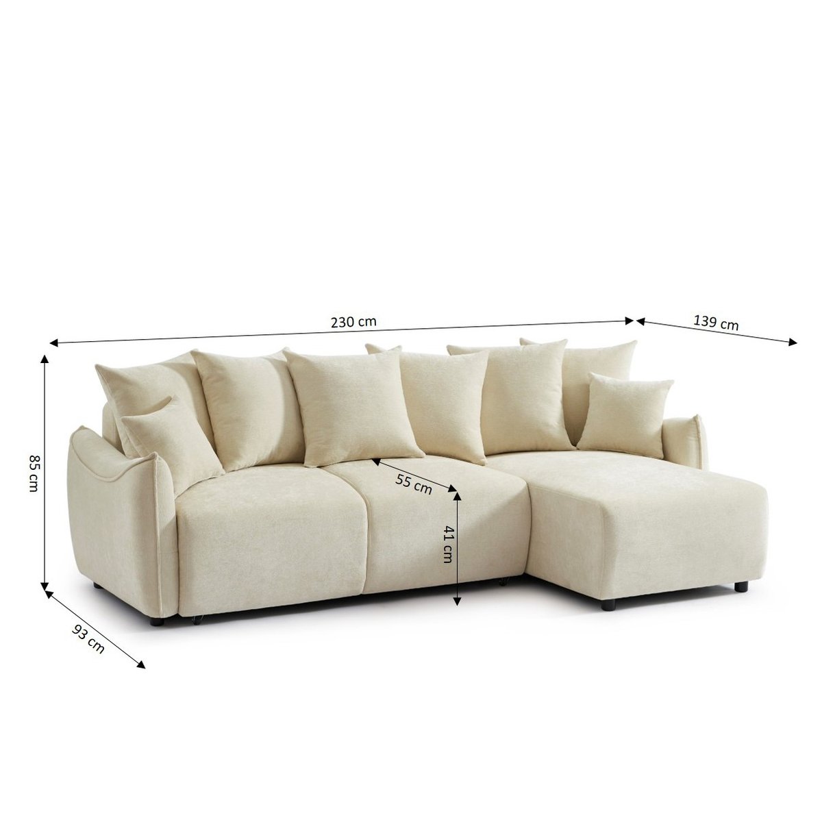 Canapé d'angle convertible tissu  OPALINE beige, BAÏTA