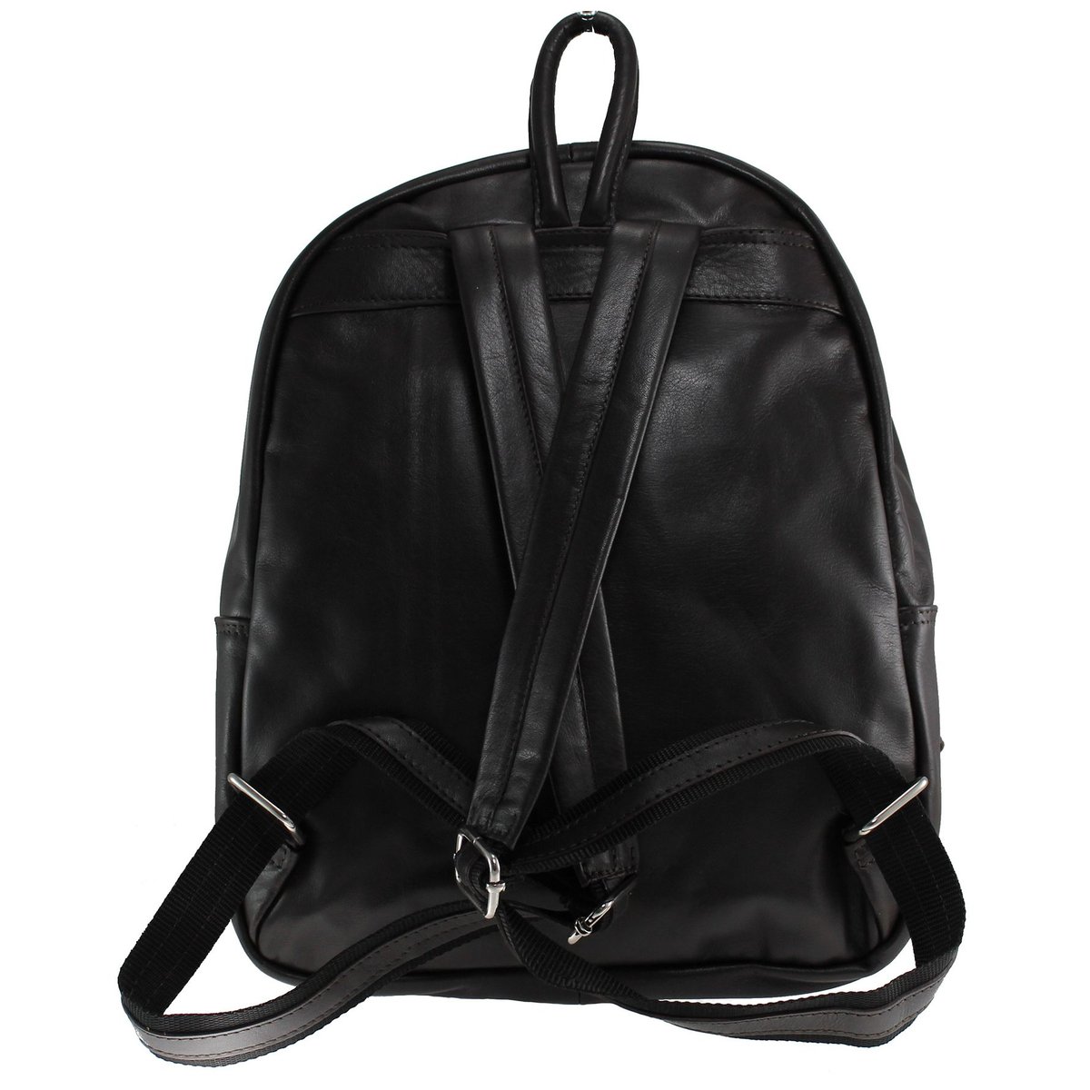 Sac à dos unisexe en cuir italien lisse BRINDISI noir, OH MY BAG