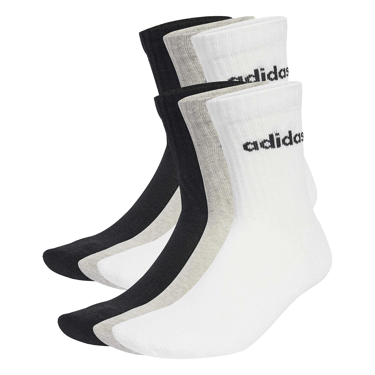 Lot de 6 paires de chaussettes hautes noir + blanc + gris, adidas Performance