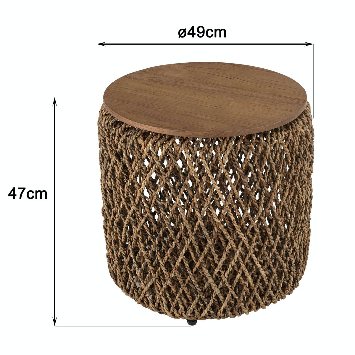 Table d'appoint ronde 49 cm fibre de coco et bois recyclé SWING bois naturel, PIER IMPORT
