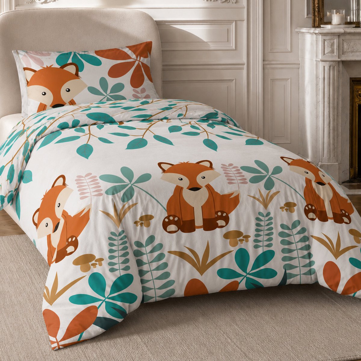 Parure de lit en coton motif géométrique, RENARDEAU multicolore, C DESIGN HOME TEXTILE