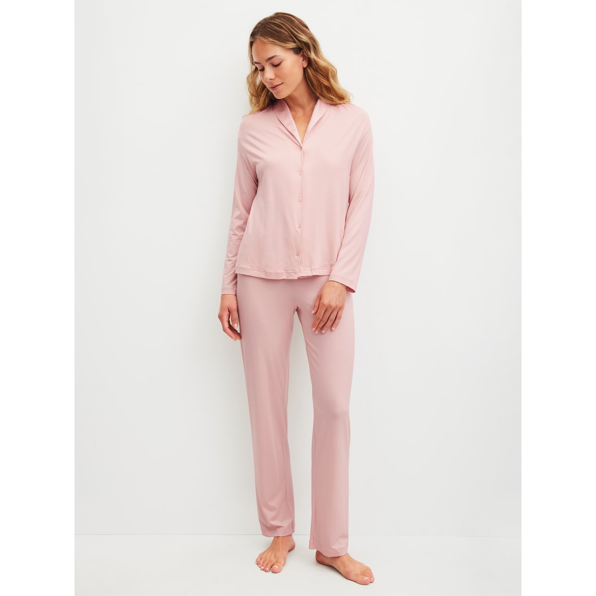 Pyjama à boutons manches longues Modal BALANCING DREAMS rose pêche, CALIDA