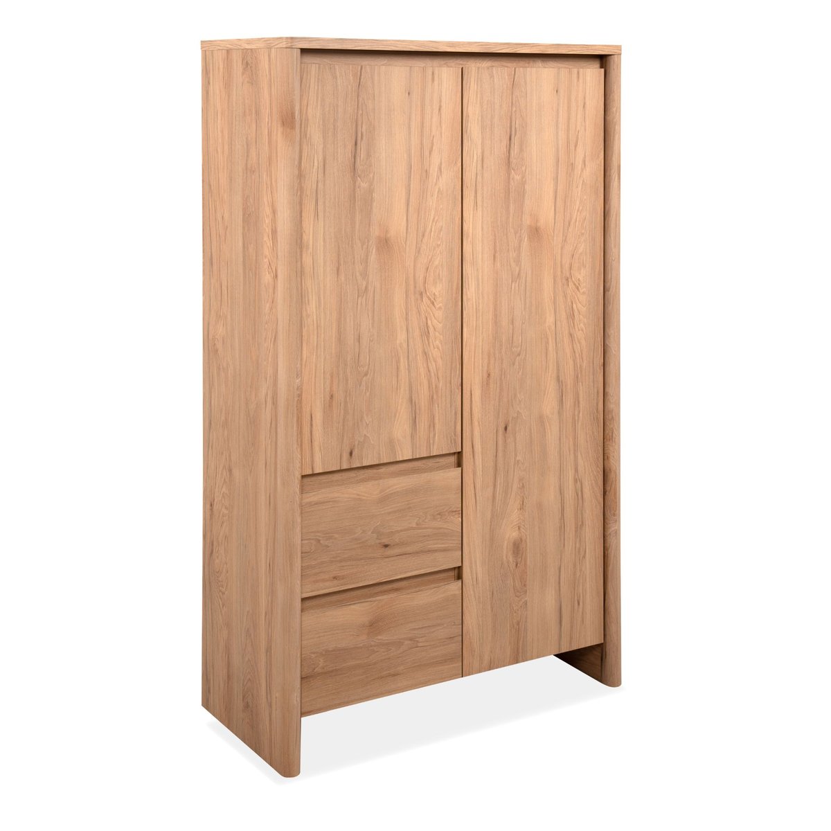 Armoire bois 2 portes et 2 tiroirs bois naturel, TERRE DE NUIT