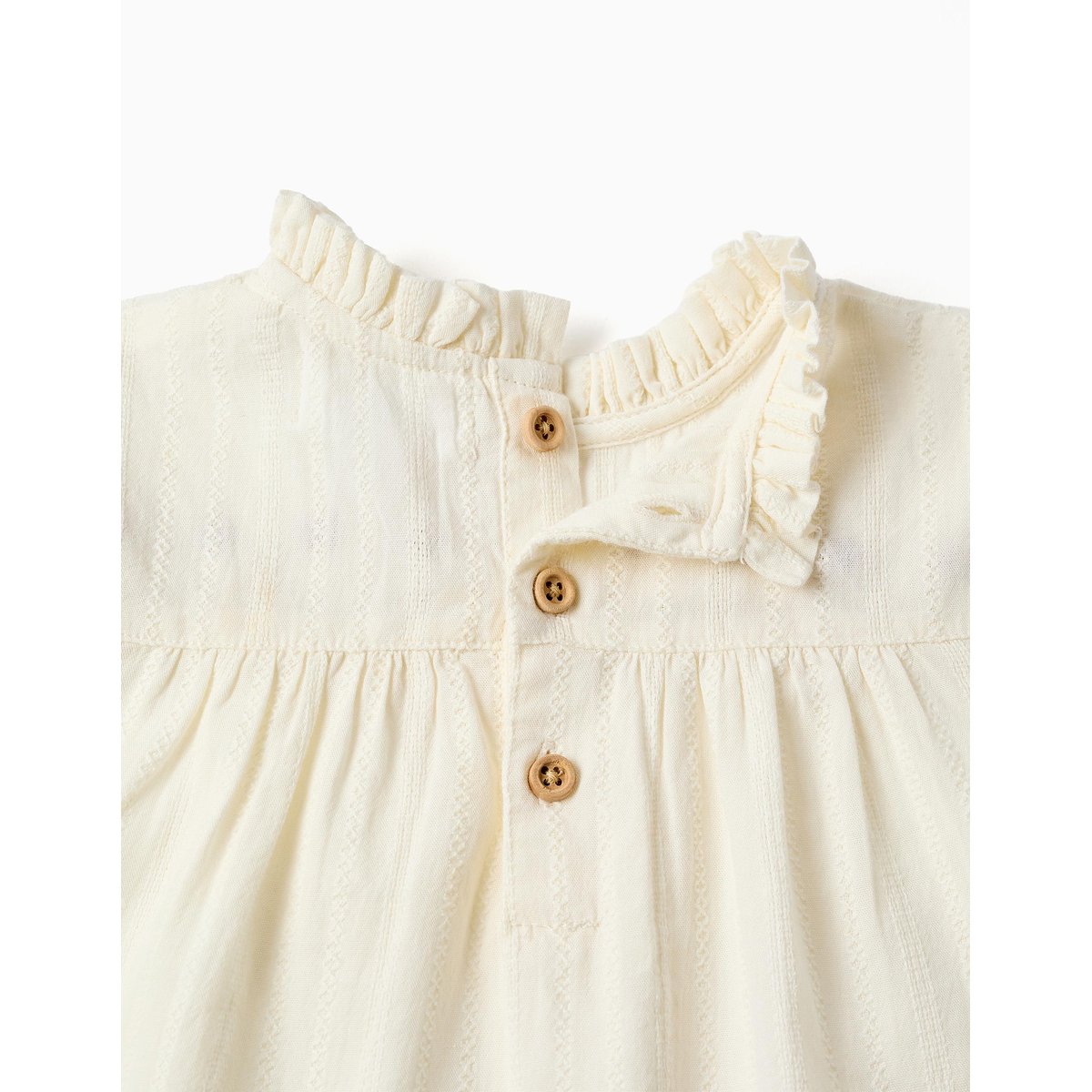 Chemise en coton à manches longues avec fleurs et volants blanc, ZIPPY