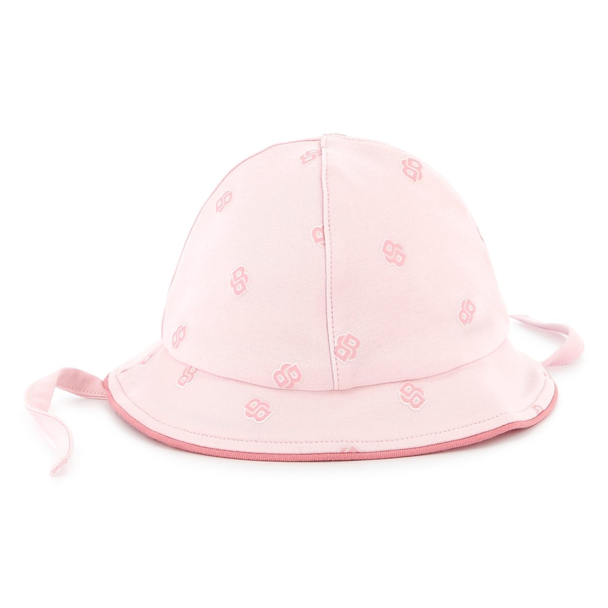 Chapeau en coton avec cordons baby pink, BOSS KIDSWEAR