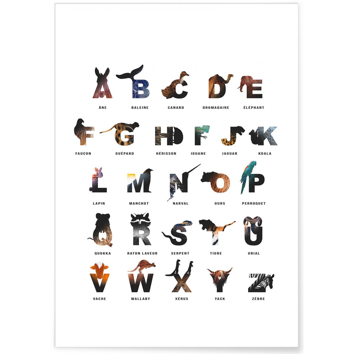 Affiche Alphabet des enfants blanc, L'AFFICHERIE