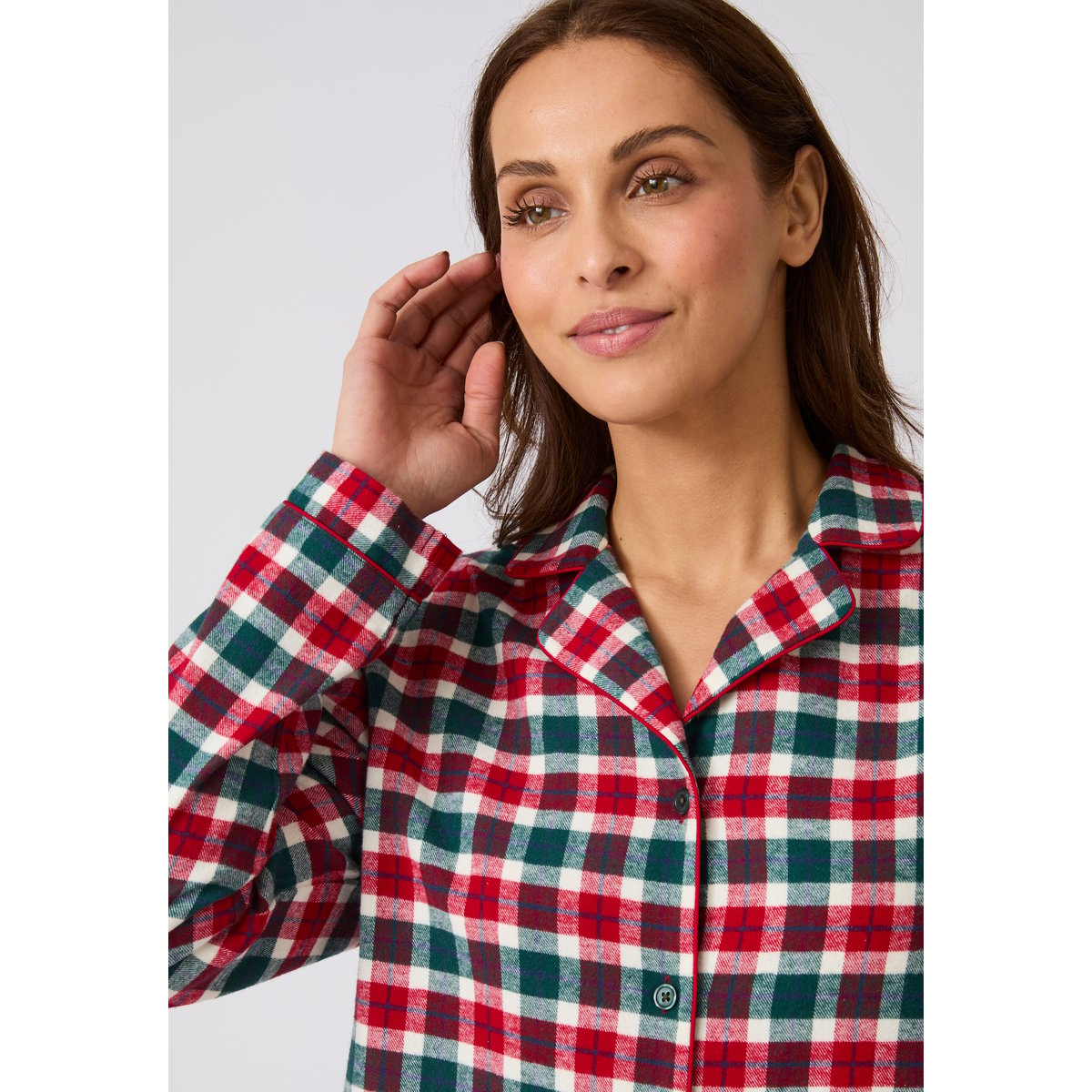 Liquette en flanelle pur coton multicolore rouge carreaux, DAMART