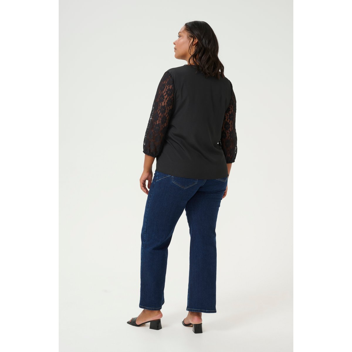 Blouse with long sleeve noir black, KAFFE CURVE