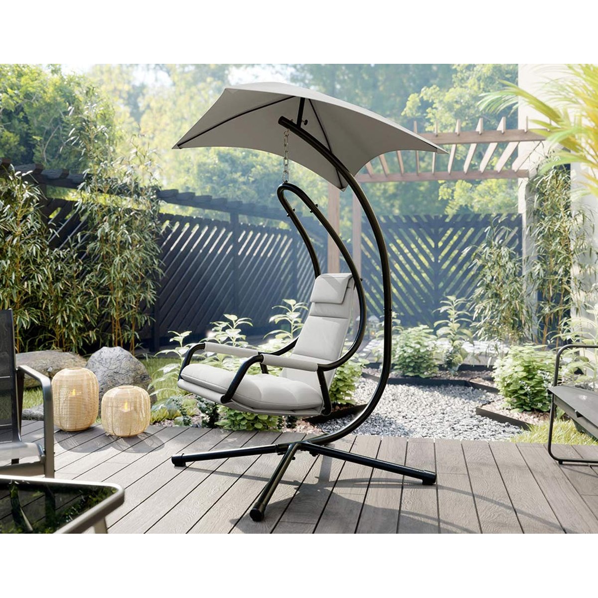 Fauteuil suspendu - COZUMEL noir / beige, LISA DESIGN