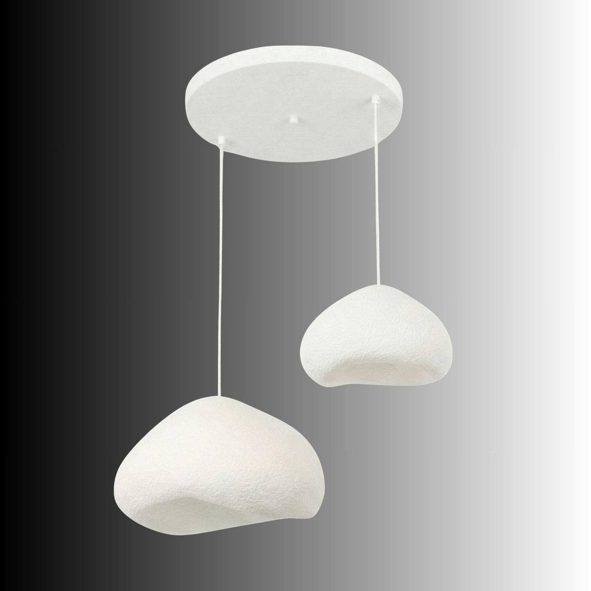 Suspension salle à manger design 2 abat-jour blancs 89 cm NOXIS blanc, PIER IMPORT