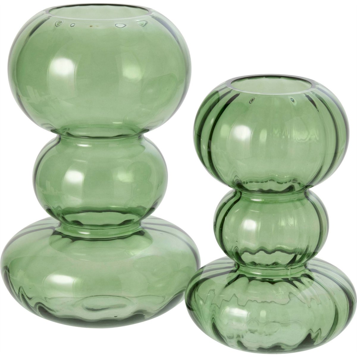 Vase boule en verre soufflé vert transparent, RECOLLECTION