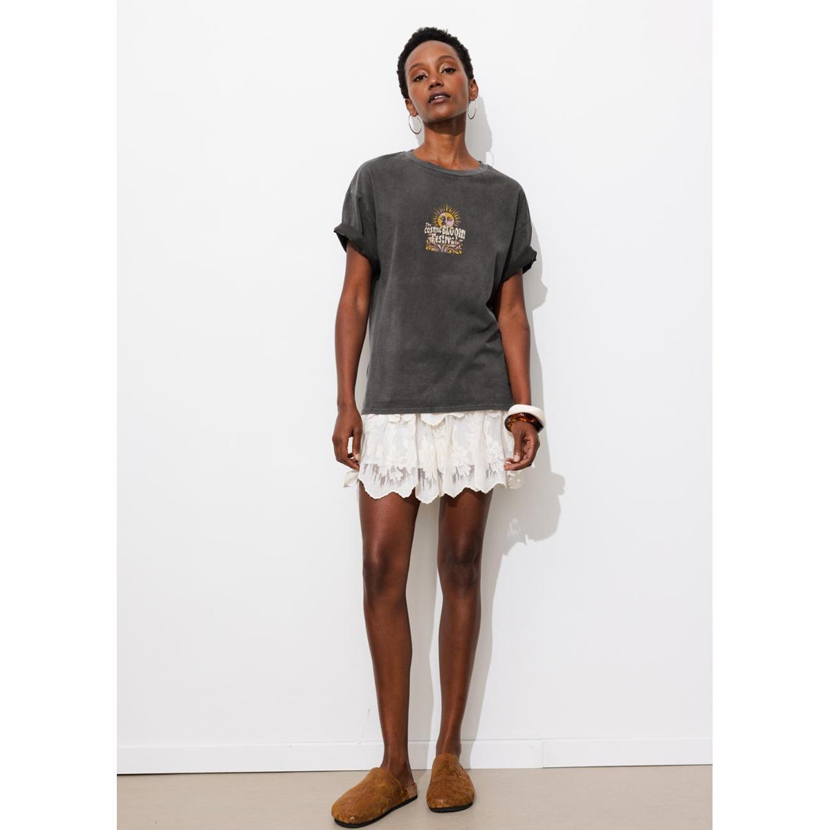 T-shirt message cosmic bloom gris, PROMOD