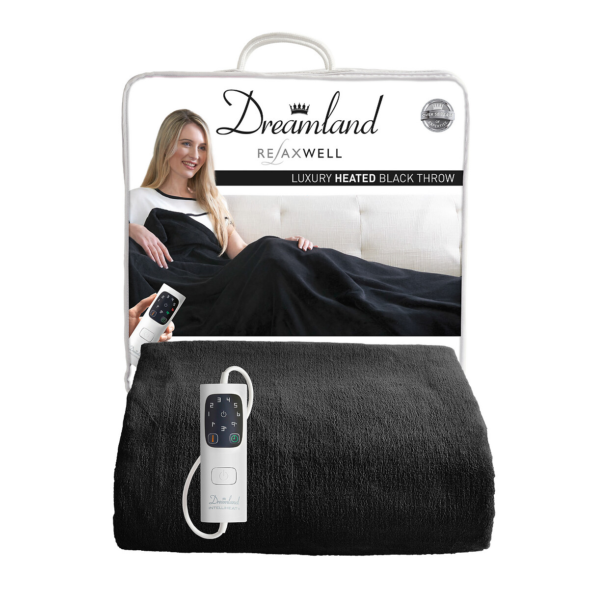 Intelliheat Luxury Heated Throw in Black black, DREAMLAND