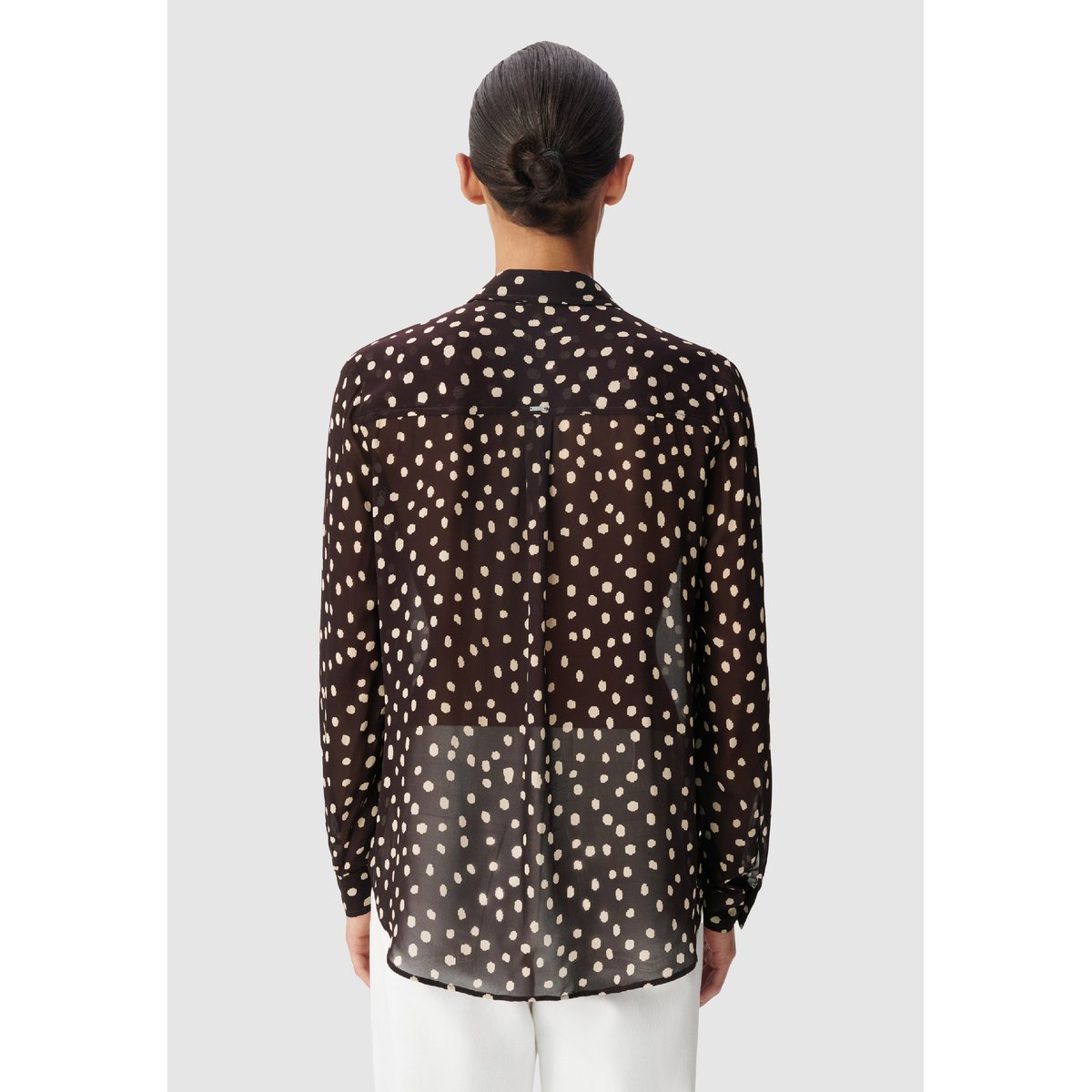 Chemise voile imprimé pois bleu nuit, IKKS
