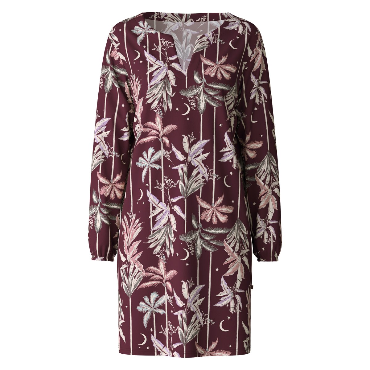 Chemise de nuit à manches longues, longueur 95 cm manches longues Coton FAVOURITES GROUND port royal red, CALIDA