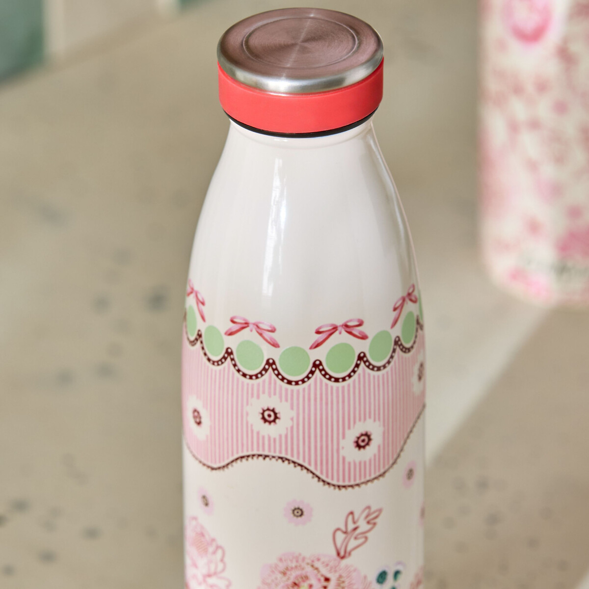 460ml Spitalfields Silk Stainless Steel Bottle pink, CATH KIDSTON
