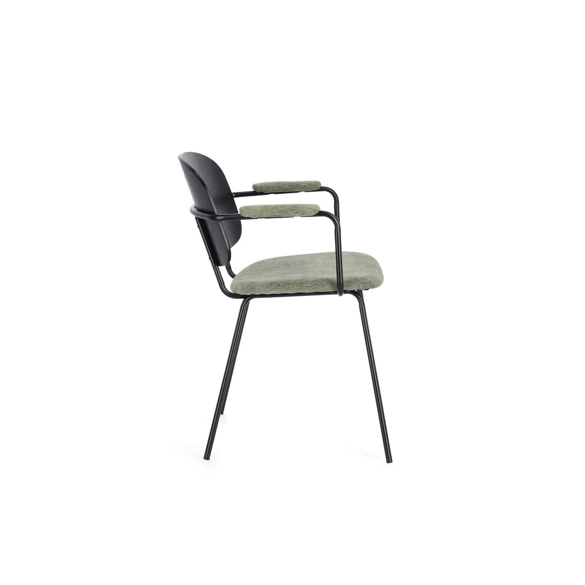 Chaises de salle à manger en bois accoudoirs tissu (lot de 2) - JADE vert, HELLIN, DEPUIS 1862