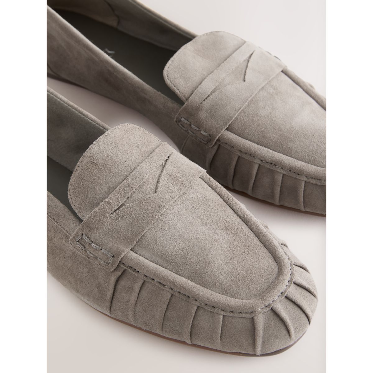 Mocassins froncés en cuir forever comfort vert kaki, NEXT