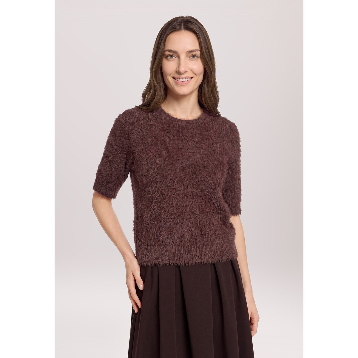 Pull-over en maille à encolure ronde dark maroon, VERA MONT