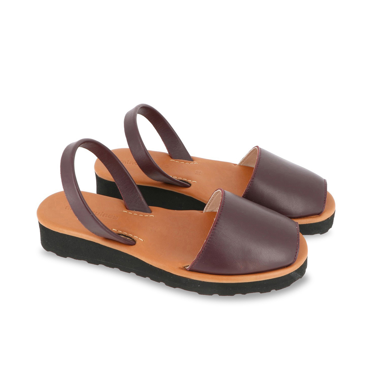 Sandales compensées en cuir AVARCA PLATJA bordeaux, MINORQUINES