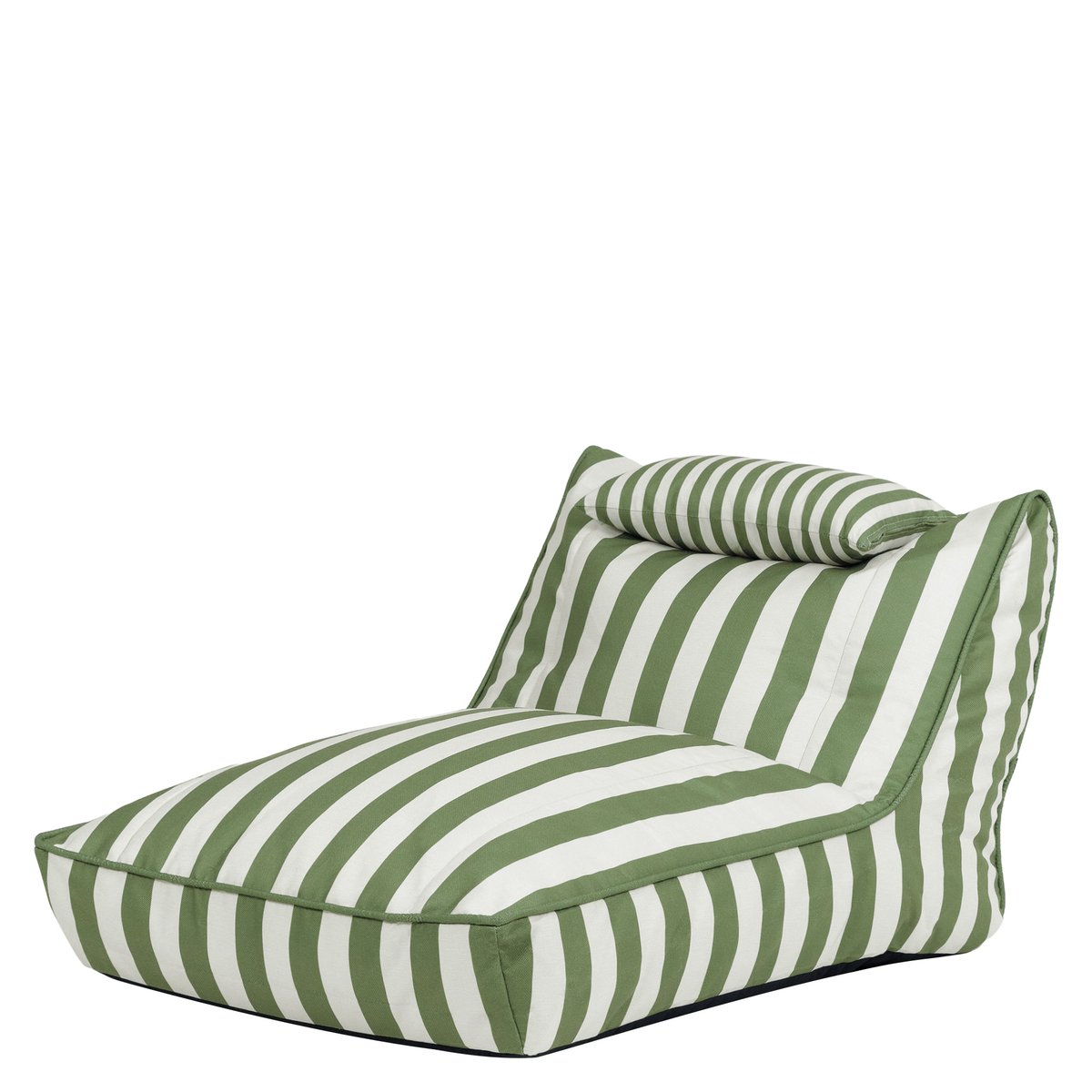 Pouf chauffeuse d'extérieur en tissu tissé rayé, Oeko-Tex® - NOVA vert olive, ICON