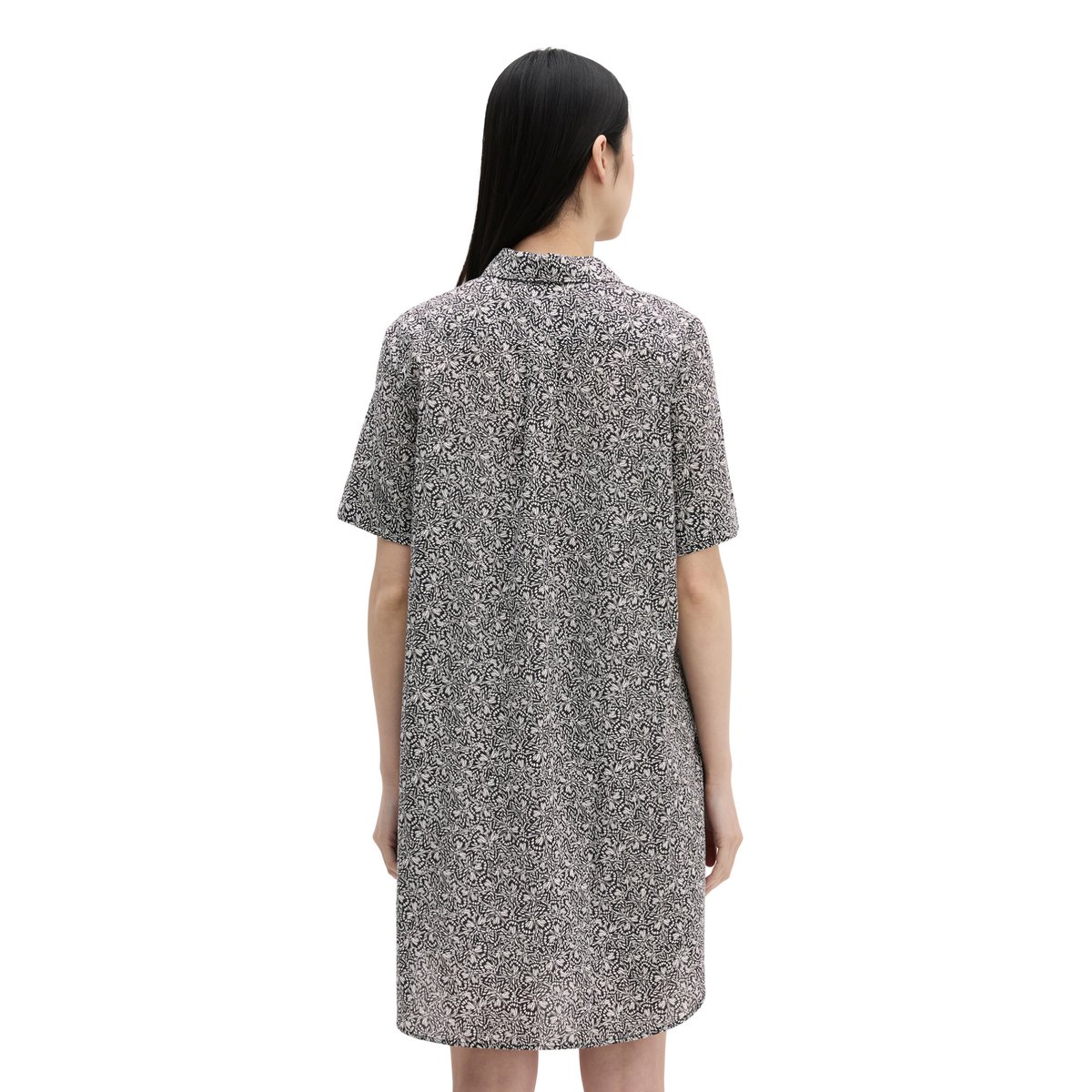 Robe chemisier loose en voile de coton imprimé noir, MARC O'POLO
