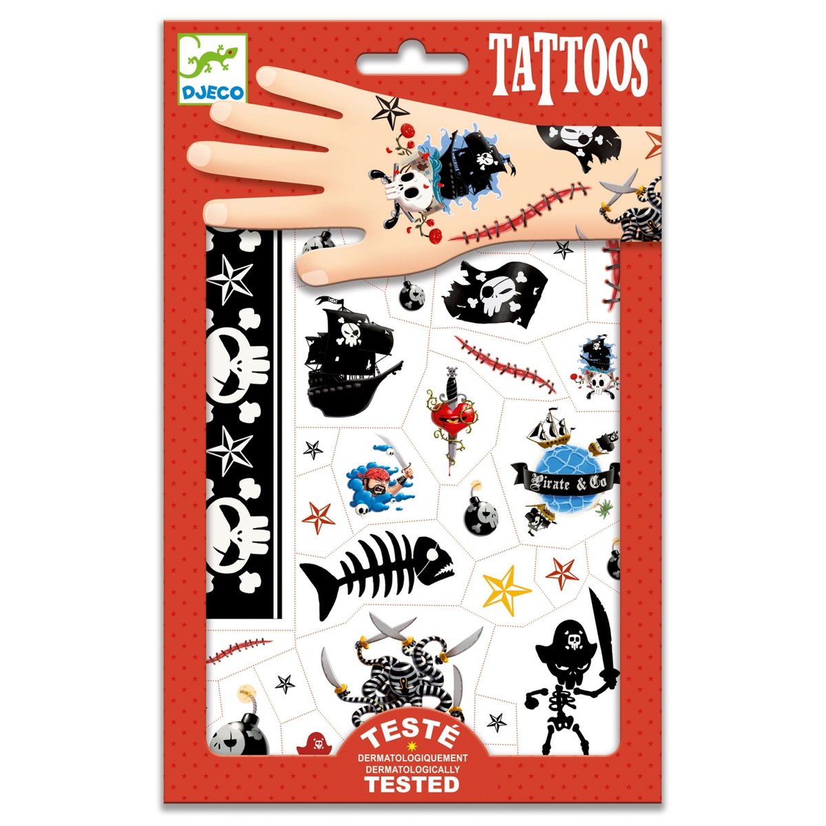 Tatouages enfant Pirates rouge, DJECO