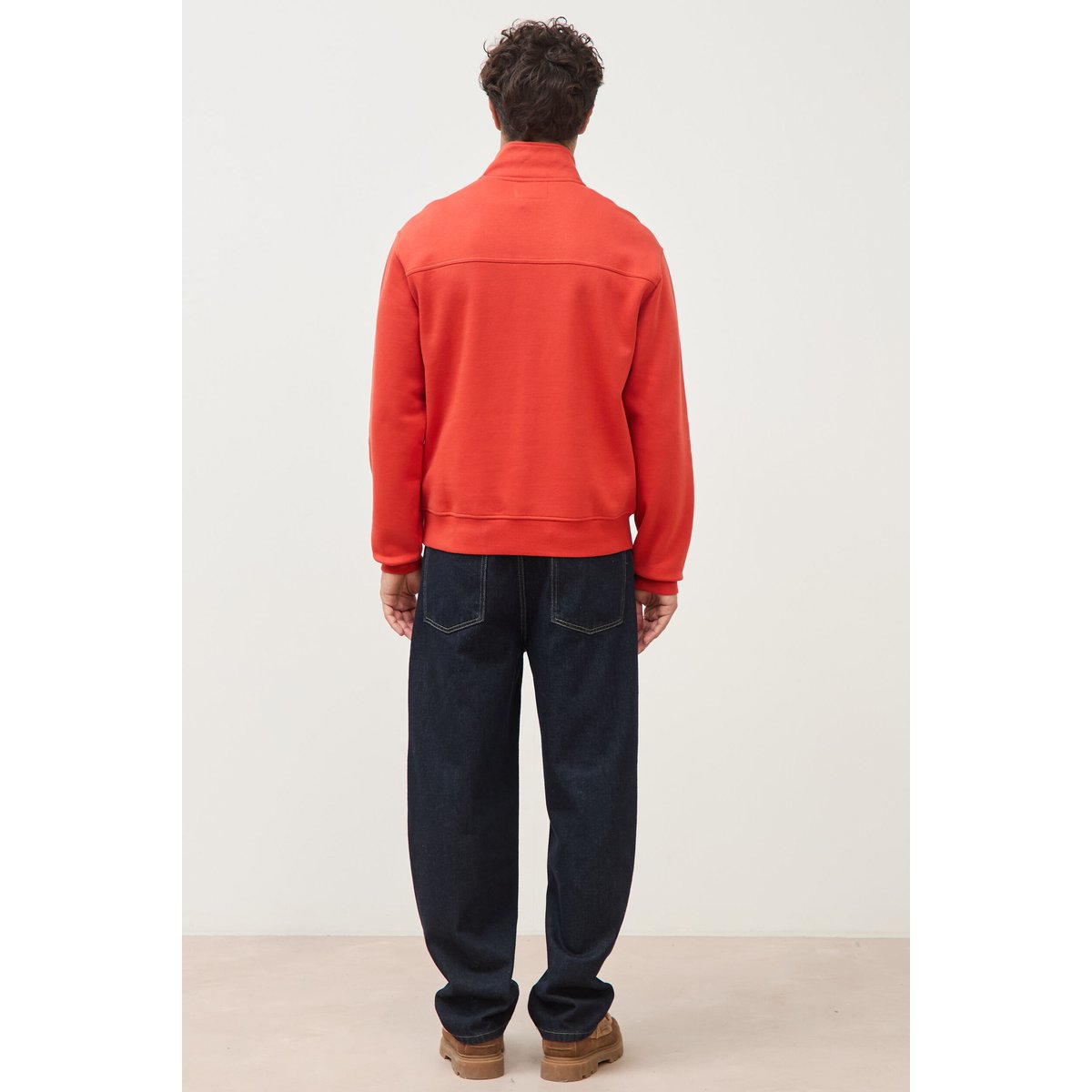 Sweat col camionneur manches longues orange foncé, BONOBO