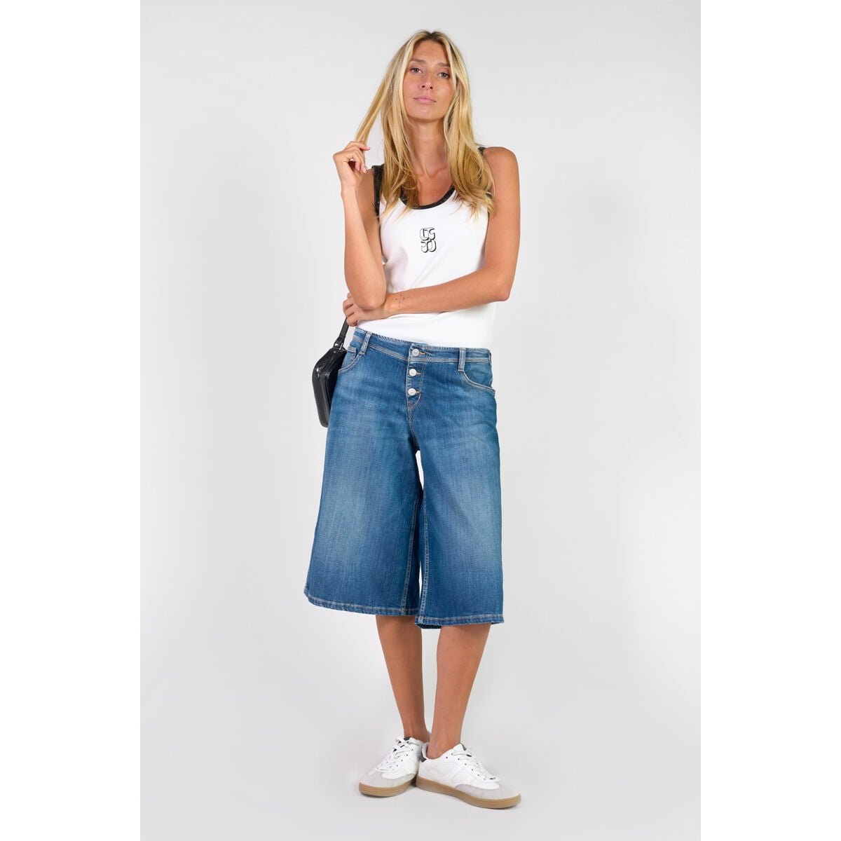 Bermuda pantacourt en jeans LAURA blue, LE TEMPS DES CERISES